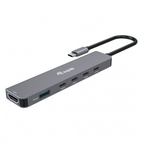 "Equip Adapter USB-C->HDMI/4xUSB-C/USB-A 4K/ 60Hz 0.25m Alu."