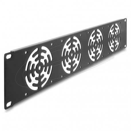 19" 2U paneel 4 ventilaatorile 80 x 80 mm tumehall