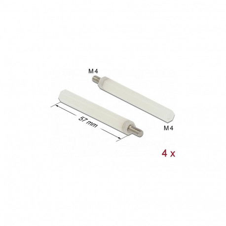 "Abstandshalter M4 x M4, Sechskant, Innen / Außen, 57 mm natur 4 Stück"