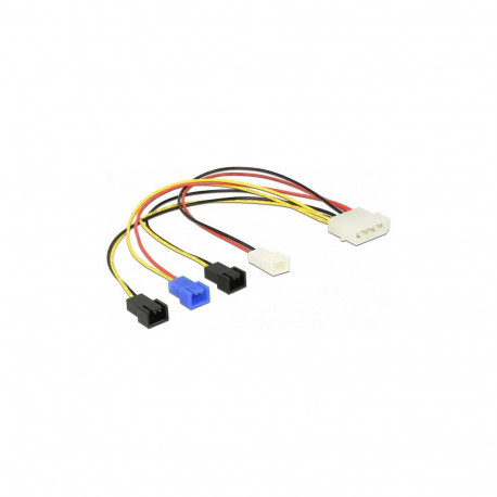 "Kabel Stromversorgung Molex 4 Pin Stecker > 4 x 2 Pin Lüfter (12 V / 7 V / 5 V) 20 cm"