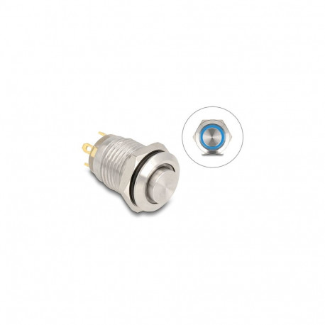 "Drucktaster zum Einbau 12 mm 4 x Lötanschluss LED blau"