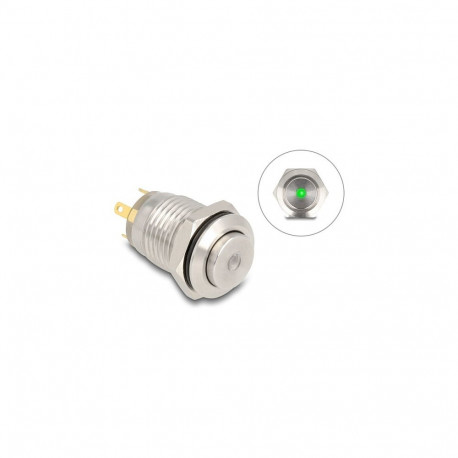 "Drucktaster zum Einbau 12 mm 4 x Lötanschluss LED grüner Punkt"