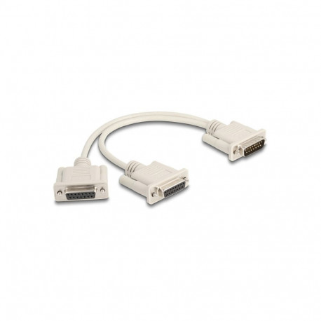"Adapter Y-Kabel Splitter D-Sub 15 Pin Stecker zu 2 x D-Sub 15 Pin Buchse mit Schrauben 30 cm"