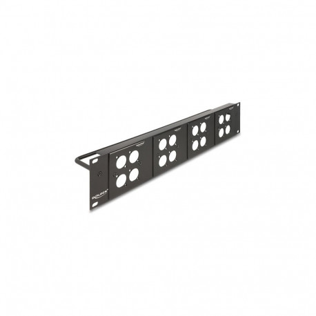 D-Typ 19" patch-paneel 4 D-Typ plaadiga 86 x 86 mm ja 4 pordiga 2 HE, must