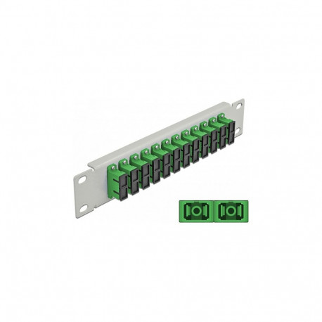 10" LWL patch-paneel 12 Port SC Duplex 1 HE, roheline, hall