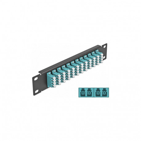 "Delock 10? LWL Patchpanel 12 Port LC Quad aqua 1 HE schwarz"