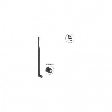 WiFi 2,4 GHz antenn RP-SMA pistikuga 7 dBi ringsuunaline kallutatava liigendiga, must