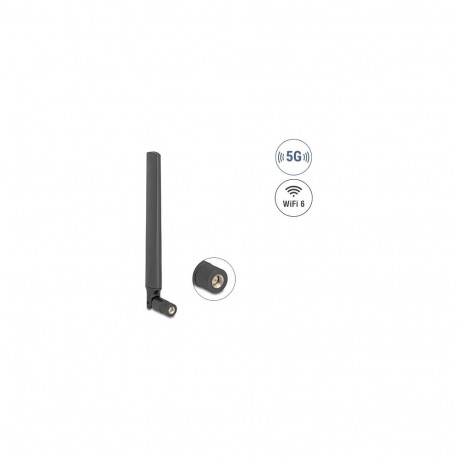 "5G LTE GNSS WiFi 6 Antenne SMA Stecker 0,9 - 4,1 dBi 183 mm omnidirektional mit Kippgelenk schwarz"