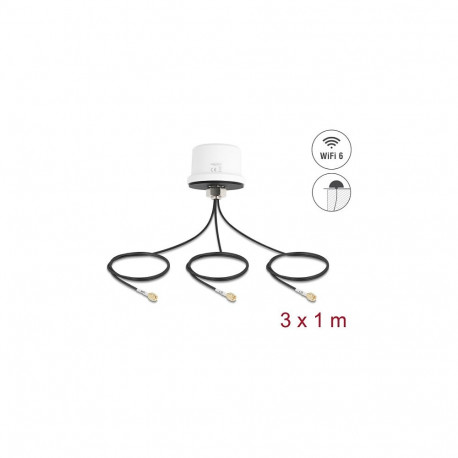 "Delock 4G MIMO Dualband WiFi 6 Antenne 2 x SMA + 1 x RP-SMA Stecker ULA100 1 m Schraubmontage outdo