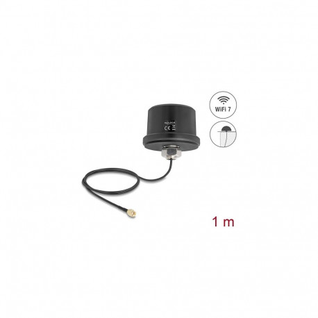 "Delock WiFi 7 Antenne RP-SMA Stecker 3,1 - 3,5 dBi omnidirektional mit Anschlusskabel ULA100 1 m Da