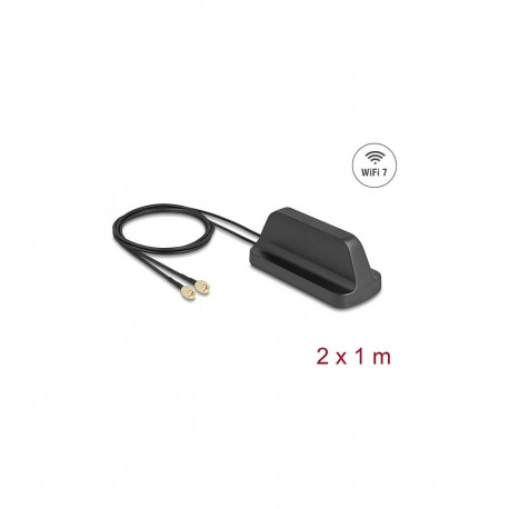 WiFi 7 antenn 2 x RP-SMA pistikuga 2,4–4,0 dBi ringsuunaline magnetilise aluse ja ULA100 1m ühendusk