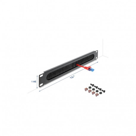 "Delock 12? Kabelmanagement Bürstenleiste 1 HE dunkelgrau"