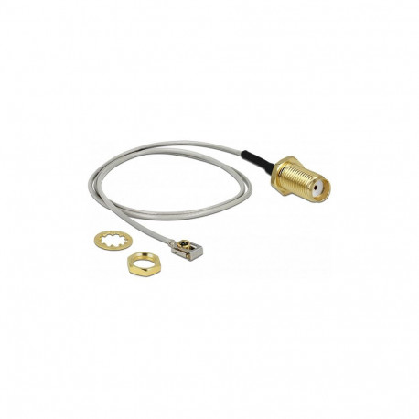 "DELOCK Antennenkabel SMA Buchse zum Einbau zu MHF I LK Stecker 1.13 35 cm Gewindelnge 10 mm"