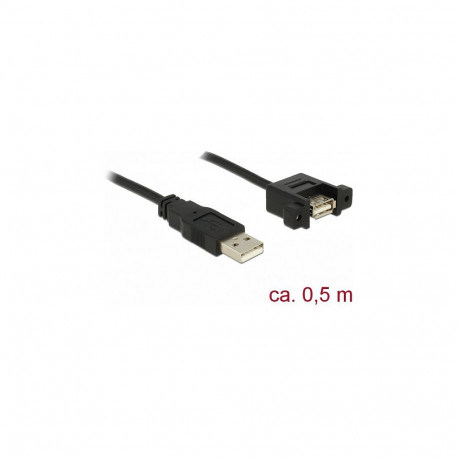 DELOCK USB 2.0 tüüp-A pistik - tüüp-A pesa paigaldatav kaabel 0.5m
