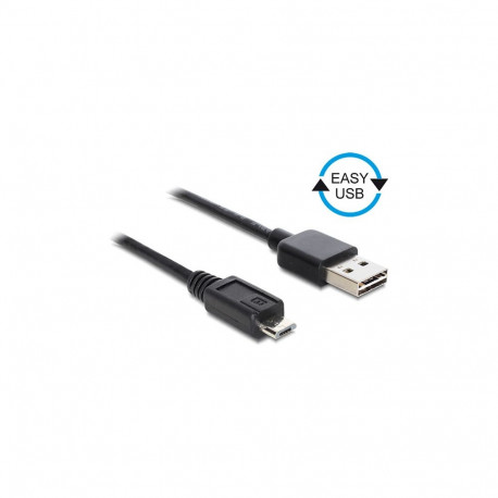 Delock EASY-USB 2.0 tüüp-A pistik > USB 2.0 tüüp Micro-B pistik kaabel, 50 cm, must