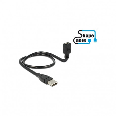 Delock kaabel USB 2.0 A-pistik > USB 2.0 micro B-pesa ShapeCable 50 cm
