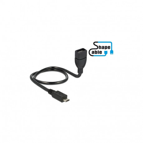 Delock USB 2.0 micro B pistik > USB 2.0 A pesa OTG ShapeCable 50 cm kaabel