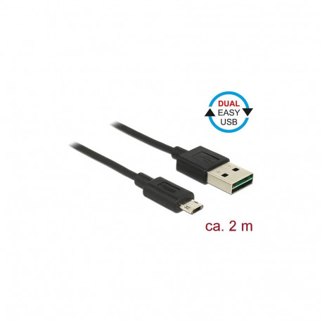 Delock EASY-USB 2.0 tüüp A pistik > tüüp Micro-B pistik, must kaabel 2 m