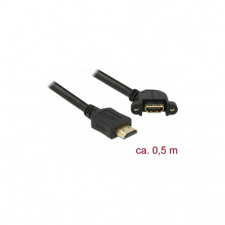 "Kabel HDMI-A Stecker > HDMI-A Buchse zum Einbau 110° gewinkelt 4K 30 Hz 0,5 m"