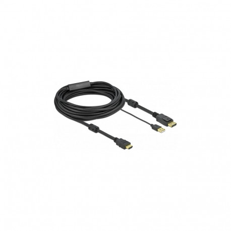Delock HDMI M DisplayPort M 4K kaabel 7m USB A M toitega, must