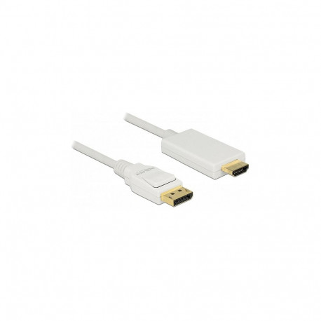 DisplayPort 1.2 pistik – High Speed HDMI-A pistik, passiivne kaabel, 4K 30Hz, 2m, valge