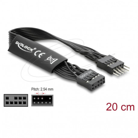 "HD Audio Flachbandkabel Mainboard Verlängerungskabel 9 Pin Pfostenstecker zu Pfostenbuchse 20 cm sc
