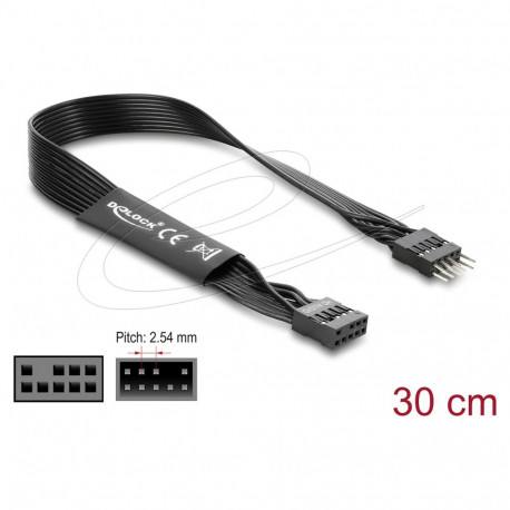 Delock HD Audio lamekaabel emaplaadi pikenduskaabel 9 Pin isane-emane 30 cm must