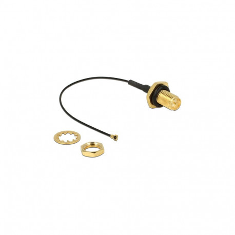 "DELOCK Antennenkabel RP-SMA Buchse zum Einbau zu I-PEX Inc. MHF 4 Stecker 0.81 10cm Gewindelnge 9mm