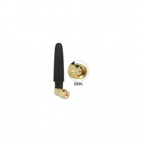 WLAN 802.11 b/g/n antenn SMA-pistik 90° 2 dBi ringsuunaline jäik painduvast materjalist, must