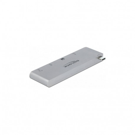 "DELOCK 3 Port Hub und 2 Slot Card Reader fur MacBook mit PD 3.0 und einschiebbarem USB Type-C Ansch
