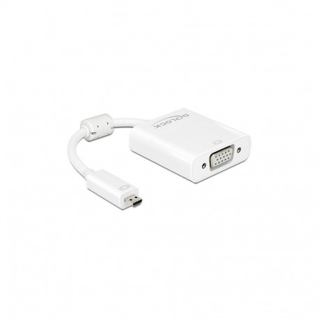 Delock adapterkaabel micro HDMI-D pistik - VGA pesa heliga, valge