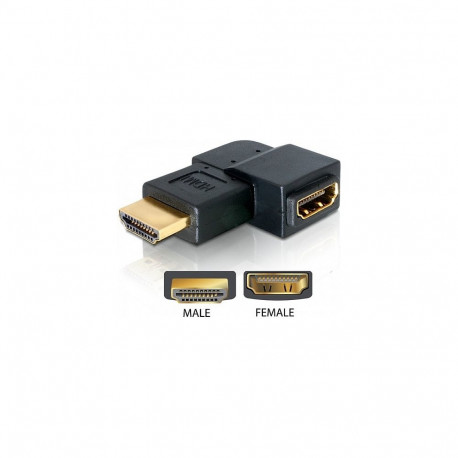 "DELOCK Adapter HDMI Stecker > HDMI Buchse 90 Grad links"