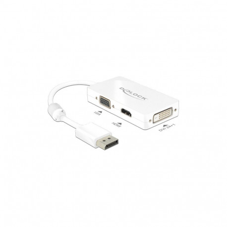 "DELOCK Adapterkabel DisplayPort Stecker > 1 x VGA + 1 x HDMI + 1 x DVI 24+1 weiss"