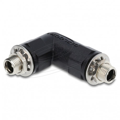 "Hohlstecker Adapter DC 5,5 x 2,1 mm Buchse auf Buchse mit Gewinde gewinkelt 90°"