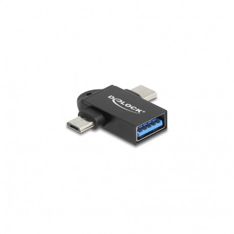 Delock adapter USB 10 Gbps 2 in 1 USB-A emane - USB Type-C™ isane + USB Micro-B isane OTG