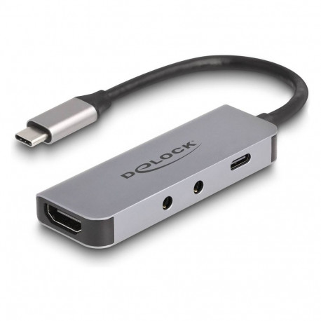 "Delock USB Type-C™ Adapter zu HDMI 4K 60 Hz und Headset und Mikrofonschluss + USB Type-C™ PD 95 W"