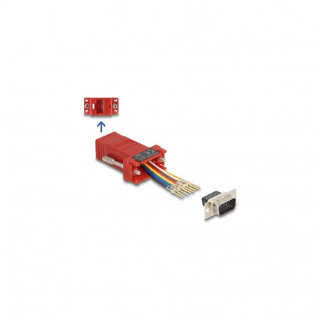 "D-Sub 9 Pin Stecker zu RJ45 Buchse Montagesatz rot"