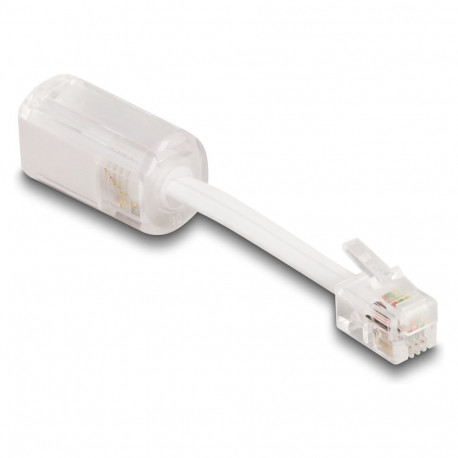 "Delock Telefonkabel-Verdrehschutz Adapter RJ10 Stecker zu RJ10 Buchse mit Anschlusskabel 30 mm tran