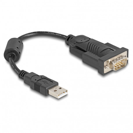 "Delock Adapter USB 2.0 Typ-A zu 1 x Seriell RS-232 D-Sub 9 Pin Stecker mit Ferritkern 0,25 m"