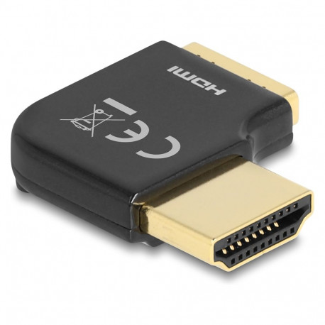 "Delock HDMI Adapter Stecker zu Buchse 90° rechts gewinkelt 8K 60 Hz Metall"