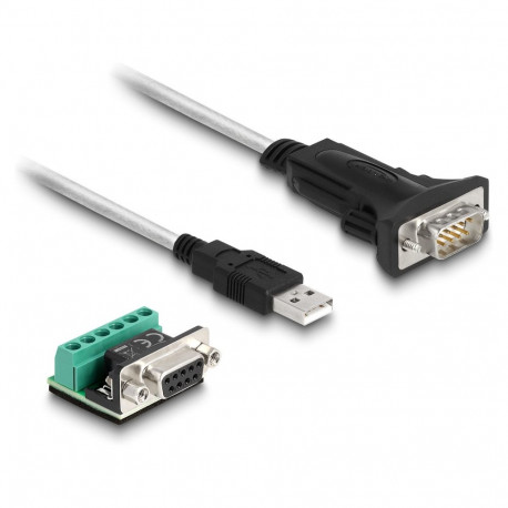 "Delock Adapter USB 2.0 Typ-A zu 1 x Seriell RS-422/485 Stecker mit 6 Pin Terminalblock Adapter 5 V 