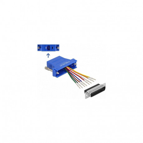 "Delock Adapter D-Sub 25 Pin Stecker zu RJ45 Buchse Montagesatz blau"