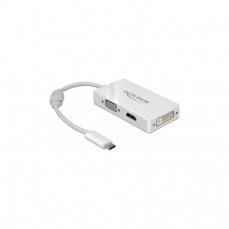 "Delock Adapter USB Type-C™ Stecker > VGA / HDMI / DVI Buchse weiß"