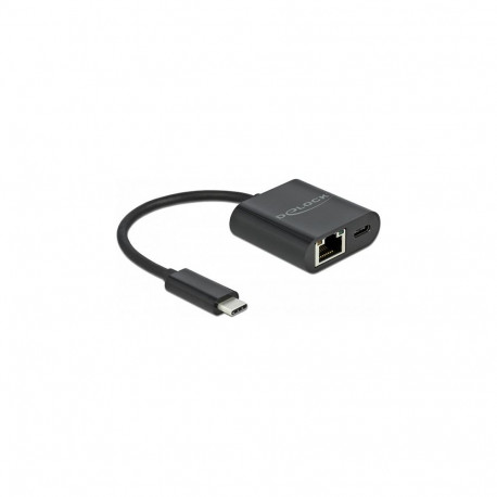 "Delock USB Type-C™ Adapter zu Gigabit LAN 10/100/1000 Mbps mit Power Delivery Anschluss schwarz"