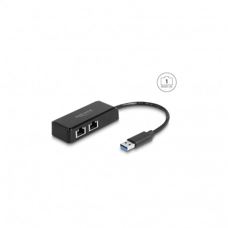 "Delock USB Typ-A Netzwerk Adapter Gigabit LAN 2 x RJ45"