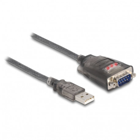 Adapter USB 2.0 Type-A kuni 1 × jadaliides RS-232 D-Sub 9-kontaktilise pistikuni, mutrite ja 3 LED-i