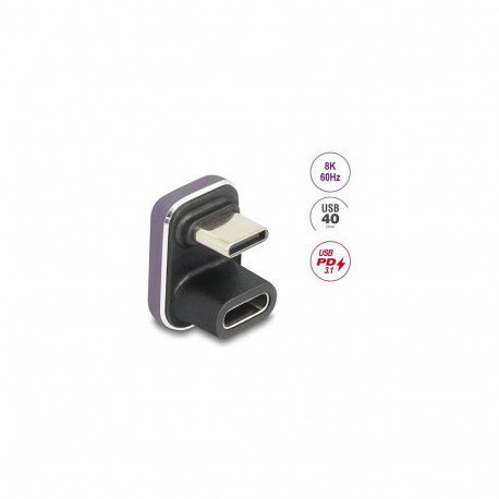"USB-C™ Adapter 180° gewinkelt 40 Gbps PD 3.1 240 W Stecker zu Buchse U-Form 8K 60 Hz Metall"
