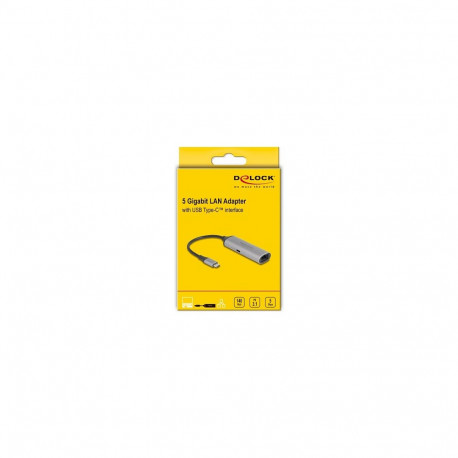 "Delock USB Type-C™ Netzwerk Adapter 5 Gigabit LAN 1 x RJ45 mit Power Delivery PD 3.1 140 Watt"