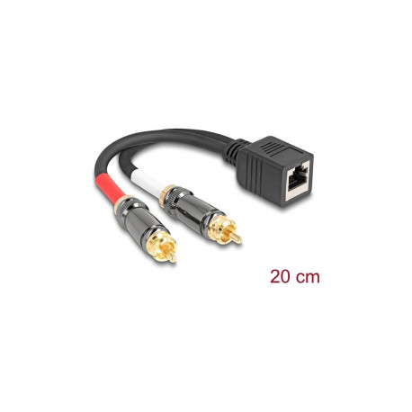 "Delock Adapterkabel RJ45 Buchse zu 2 x Cinch Stecker schwarz 20 cm"