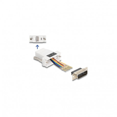D-Sub 15 Pin pistiku ja RJ45 pesa paigalduskomplekt, valge
